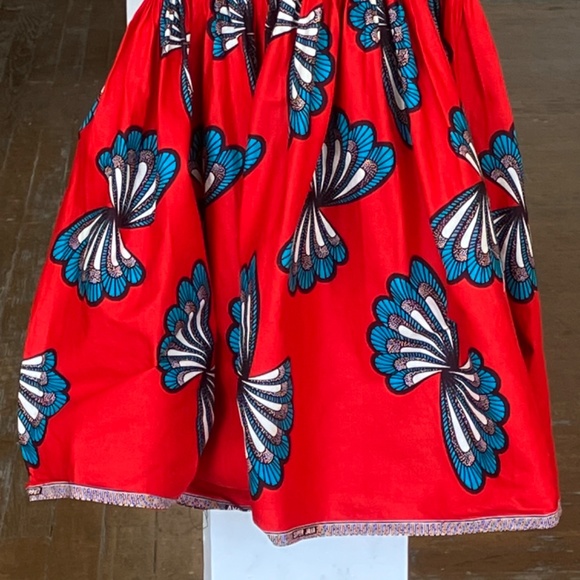 Red white and blue, African print halter style fit, and flare dress - Picture 4 of 7